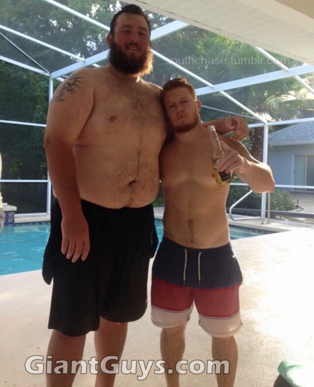 Big chub stud at pool with friend